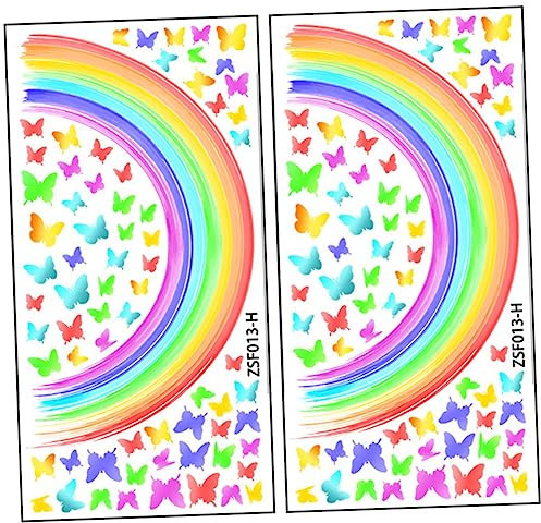 Abaodam 4blätter Teiliges Regenbogen Wandsticker Mit Schmetterlingen Selbstklebende Pvc Wanddeko Für Kinderzimmer Und Kreative Raumgestaltung Mit Bunten Motiven