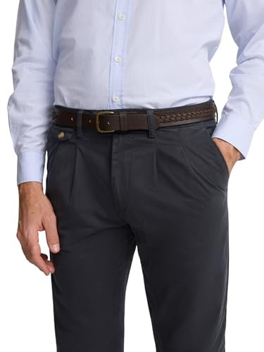 SILBON Pantalon de sport chinois double pince pour homme, bleu marine, 44