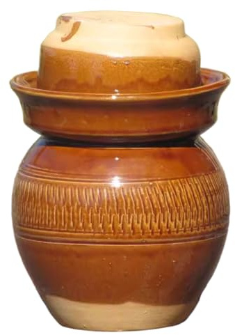 DECORN Ceramic Fermenting Crock Pot Fermenting Jar Traditional Chinese Porcelain Pickle Jars Stoneware Fermenter for Kimchi Saue,A,2L