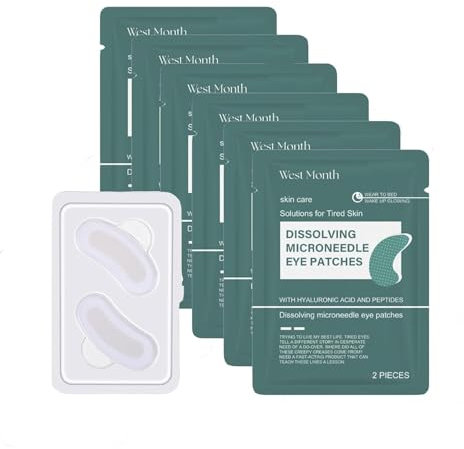 6 Paar Dissolving Microneedle Eye Patches, Microneedling Patches, Dissolving Microneedle Augenmaske mit Hyaluronsäure & Peptiden, Augenpads Gegen Augenringe, Kollagen Augenpads