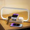 CRLL 3 en 1 Lámpara de Noche con Cargador Inalámbrico & Puerto USB, 5 Colores Lámpara de Mesa Control Táctil, Estación de Carga para Pods, Smartphone para Dormitorio y Oficina
