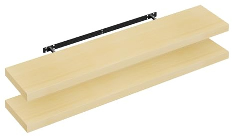 WOLTU Wandregal,Schweberegal Eiche,110x22,9x3,8cm,MDF 2er
