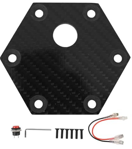 BOROCO Steering Wheel Horn Cover Plate,6 Holes Car Steering Wheel Horn Cover Plate with Horn Button Carbon Fiber High Strength Universal for VERTEX