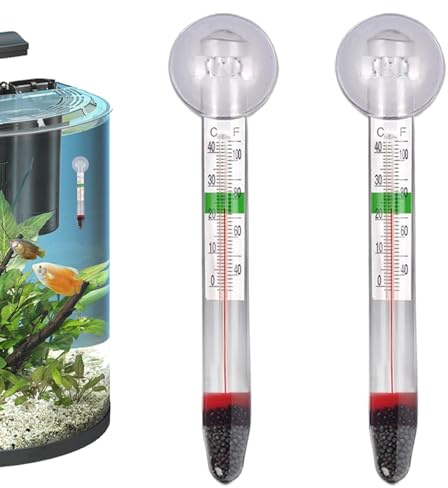 2 Stück Aquarium Thermometer, Glasthermometer Aquarium, Aquariums Thermometer Innen, Präziser Wassertemperaturmesser Für Fischbecken, Leicht Ablesbare Skala, Korrosionsbeständig