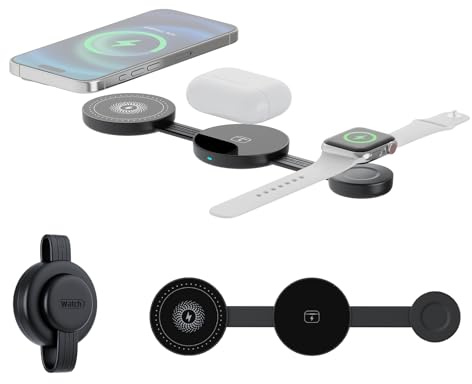 3-in-1 Wireless Charging Station, Foldable Pocket-Sized USB-C Fast Charger