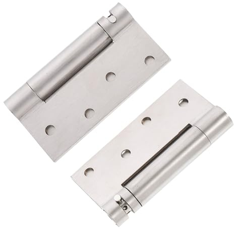 TOPBATHY Charnières à Ressort Simple en Acier Inoxydable Argenté 2pcs, Charnière à Fermeture Automatique Réglable, Capacité de Charge, Quincaillerie de Porte Cachée pour Intérieur