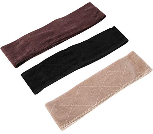 Qudinip 3 Stück Dehnbare Samt-Stirnbänder, Weiche Haarwickel für Sport, Yoga und den Täglichen Gebrauch, Bequeme Passform, Schwarz, Beige, Kaffee