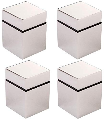 SOTECH 4 Stück Glasbodenträger Cube Chrom poliert | Glasbodenhalter Bodenträger