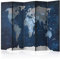 decomonkey Paravent Raumteiler Innen Weltkarte 225x172 cm 5 Teilig Einseitig Room Divider Wall Raumteiler Stehend Trennwand Sichtschutz Spanische Wand Sichtschutzwand Wohnzimmer Holz