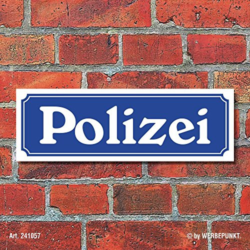 Schild im Straßenschild-Design Polizei blau 300 x 100 mm | 3 mm Alu-Verbund, wetterfester UV-Direktdruck, robust und langlebig, Made in Germany