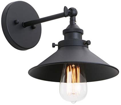 Phansthy Vintage Wandleuchte Schwarze Metal Wandlampe Industrial Design, 270° Verstellbare Wandlampe E27 max. 40W Innen für Wohnzimmer Schlafzimmer Büro Küche Flur