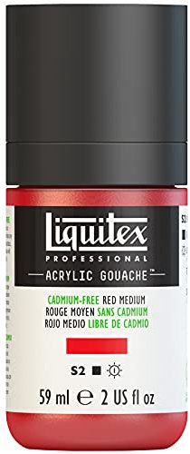 Liquitex 2059894 Professional Acryl Gouache - Kadmiumfrei Rot Mittel , 59ml Flasche, matt - Acrylfarbe mit Gouache Eigenschaften, Hochdeckend, Wasserfest & Lichtecht