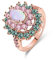 JIANGYUE Mehrfarbiger AAA-Grade-Zirkonia-Rhodium-Roségold-plattierter Ring mit mehreren Steinen für Frauen, Mädchen, Party, Club, Modeschmuck, Größe 6 7 8 9 10 (Grün, 6)
