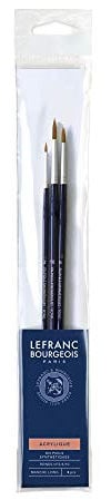 Lefranc Bourgeois Set de 3 Pinceaux Synthétiques ronds (n°2/6/10) Manche long