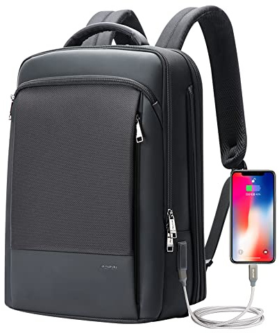 BOPai Men's Business 15.6 inch Convertible Increase Compartment Anti-Theft Laptop Rucksack USB Charging and Water Resistant College Multi-Functional Travel Backpack Black