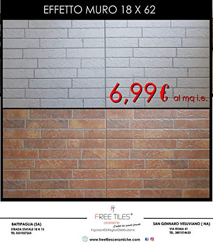 CAMPIONE: Piastrelle pavimento gres porcellanato EFFETTO MURO 18 x 62 BIANCO/OCRA 6,99 €