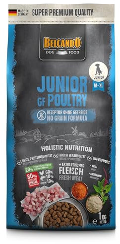 BELCANDO Junior GF Poultry [1 kg] getreidefreies Hundefutter | Trockenfutter ohne Getreide für Junge Hunde | Alleinfuttermittel für Hunde ab 4 Monaten