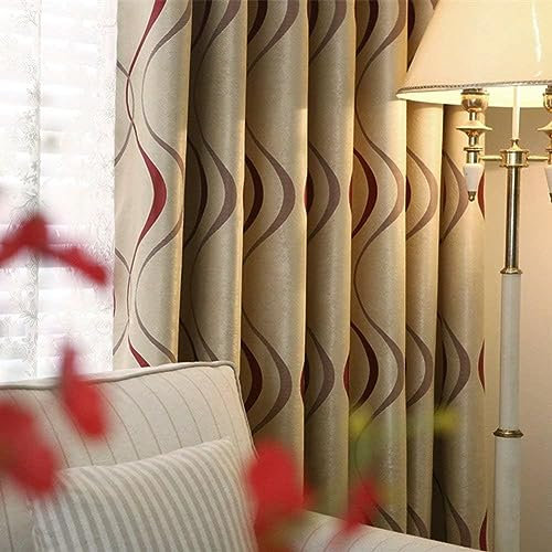 2 Panels Set Modern Striped Curtains for Living Room (Red, 2 x 66x72 Inch)
