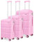 KONO Set Valigie da 3 Pezzi Rigida e Leggera Bagaglio a Mano 55cm + Valigia 65cm + Valigia 76cm con 4 Ruote e TSA Lucchetto, Rosa