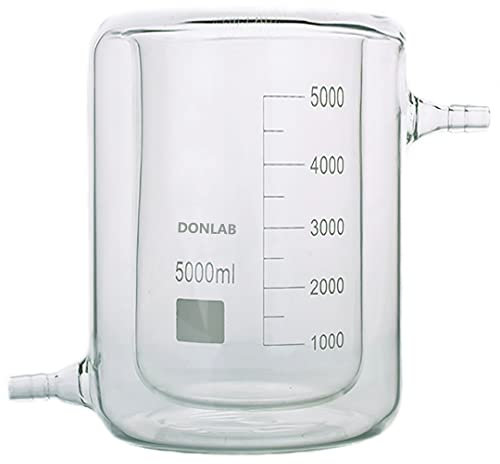 DONLAB CFN-5000 Glass 5000ml/5L Graduated Flat-Bottom Low-Form Jacketed Beaker Double-Layer Lab Reaction Beaker