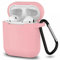 ELLENNE Cover Silicone Slim Compatibile per Apple AIRPODS 1 E 2 Custodia AntiGraffio + Gancio (Rosa Chiaro)