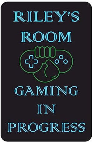 Gaming In Progress Kids Bedroom Door Sign Personalised For You - Any Name! Door Plaque,Girls/Boys,Decor,Kids Room,Games