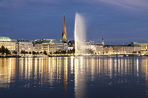 Fototapete - Hamburg Alsterfontäne (Selbstklebende Vlies-Fototapete) 450 x 300 cm