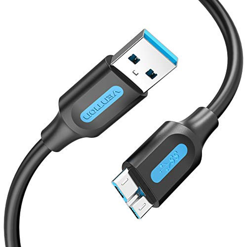 VENTION Hard Drive Cable 2m USB 3.0 Type A to Micro USB B Cable 5Gbps External Hard Drive Lead Compatible with Seagate Western Toshiba and more