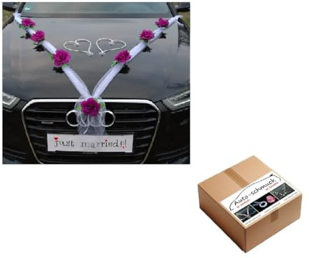 Organza M + Herzen ®Auto-schmuck (Dunkelviolett/Weiß/Weiß)