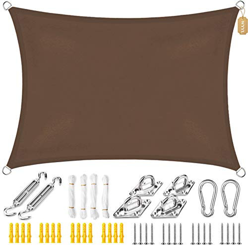 WYYL Sun Shade Sail Canopy Rectangle Waterproof Sun Shade Awning UV Block with Fixing Kit, Free Ropes, for Garden Patios Outdoor Pergola