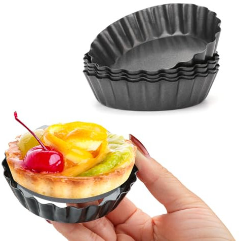 Cyimi 6 Stück Tarteform mit Hebeboden, Törtchenform 8 cm / 3 Zoll, Antihaftbeschichtung Mini Quicheform, Tartelette Förmchen für das Backen zu Hause, Backwerkzeug
