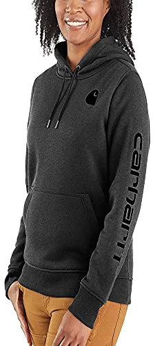 Carhartt Damen Clarksburg Graphic Sleeve Pullover Sweatshirt (Regular und Übergrößen), Anthrazit meliert, Large