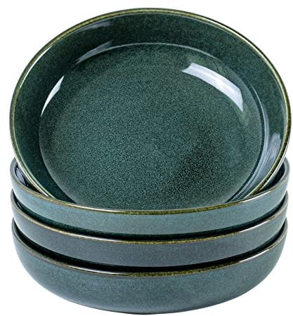 UNICASA Bols à Céréales en Porcelaine, Saladier de Table Assiette Creuse à Soupe de 4 Pcs pour Petit Dejeuner, Services de Table - Verde