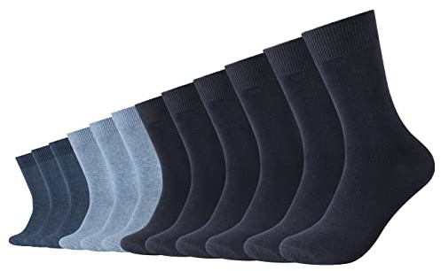 Camano Unisex Socken Comfort Cotton Crew 12er Pack 35-38 39-42 43-46 Schwarz Grau Blau, Größe:35-38, Farbe:Navy Mix (5997)