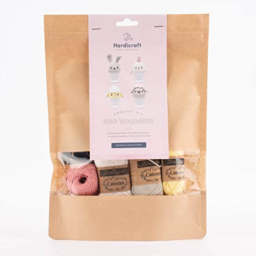 SCHÖNER LEBEN. HardiCraft Häkelset für Eierwärmer Tiere hellgrau weiß gelb mehrteilig