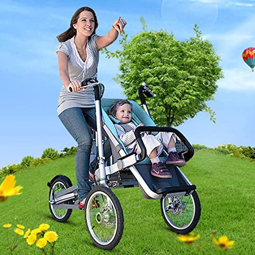 AIBOTY Kinderwagen, der auch als Fahrrad/Dreirad dient, Unisex-3-Gang-Fahrrad mit Kinderautositz, Mutter- und Babyfahrrad, Eltern-Kind-Fahrrad, ideal zum Einkaufen, Reisen,Blau