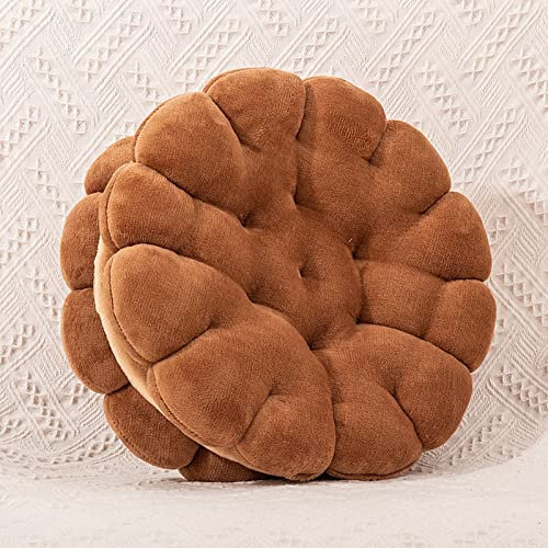 Somerway Sandwich-Keks-Plüsch-Kissen, niedliche Überwurfkissen – weiches Sitzkissen, rundes Bodenkissen, Keks-Sofakissen für Wohnzimmer, Schlafzimmer, Couch-Dekor Kaffee 16,93