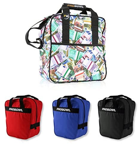 1 Ball Bowling Tasche – Pro Bowl Basic Single Tote – Bowlingbag für Ball Schuhe – Tragbar Schmal – Gepolsterter Ballteller – Leichte Bowlingtasche mit Tragegriffe – Tasche Herren Frauen Kinder - Euro