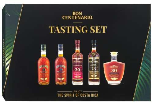 Ron Centenario Tasting Set | In ausgewählten Eichenfässern geruht| Hergestellt im Solera-Verfahren | weich und harmonisch im Geschmack | 5 x 50ml | 40% Vol.