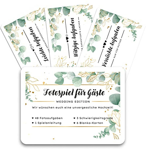 Fotospiel Hochzeit Eukalyptus für Gäste - Lustiges Hochzeitsspiel mit kreativen Fotoaufgaben für unvergessliche Erinnerungen (54 Karten)