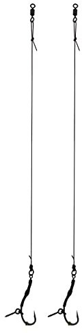 Carp On - 2 x SPINNER READY RIGS Size 8 - Carbon Hooks / 15lb Braid/Swivel & Flexi Ring/Bait Screw & Bell Cap Bead (Micro Barbed, 2 Rigs - Size 8 Hook) [37-3906-8]