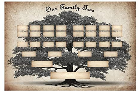 JINGAN Albero genealogico | Tela bianca 6 Generazioni - Poster Arte Parete Diagramma Albero genealogico Fai da te, Regali per Uomini, Donne, Nonni, suoceri