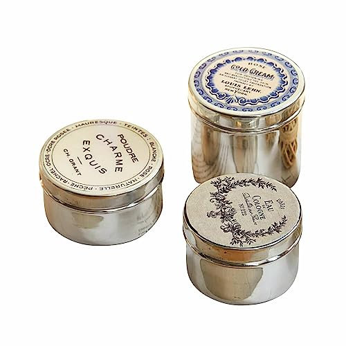 Loberon Dose 3er Set Charme Exquis, Vintage-Look, zur Dekoration & Aufbewahrung, Badzubehör, Bad-Accessoire, Aluminium, antiksilber