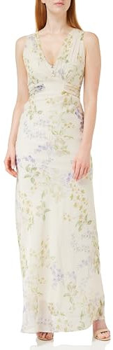 Hope & Ivy The Mira Sleeveless V-Neck Tie Back Maxi Dress, Ivory, UK16