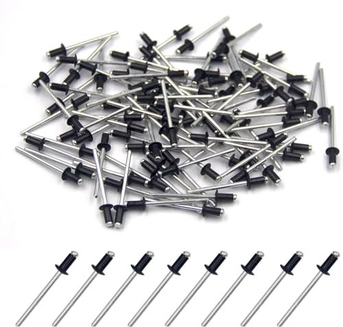 BESTYCHAO Lot de 100 rivets aveugles en aluminium 4 mm x 8 mm, rivets pop à extrémité ouverte (noir)