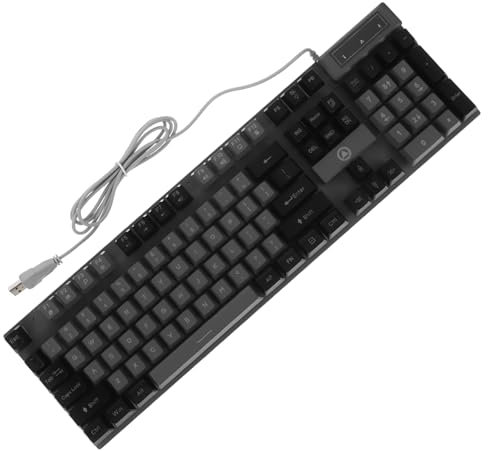 Hemobllo Gaming Keyboard 104-key Wired Rgb Backlit Mechanical Feel Usb Keyboard for Computer Game Hardware and Office Use, Gray-black Dual Color Mixed Lighting