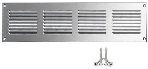 LIRAST 400x100mm Edelstahl Lüftungsgitter mit Insektenschutz - Gitter für Belüftung - Abluftgitter