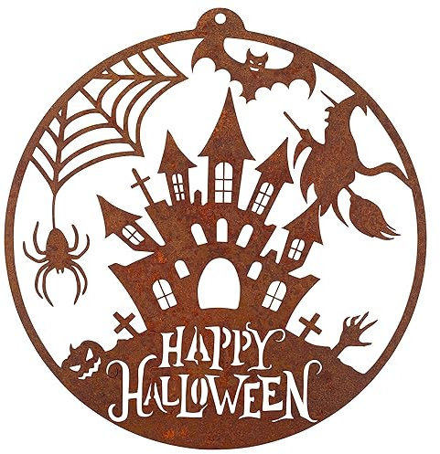 EXTRAVAGANT® Halloween Deko-Aufsteller & Aufhänger – Handgefertigte Kürbis-Designs & Happy Halloween Schild – 4 einzigartige Varianten - Haustürdeko Hänger Happy Halloween - Outdoor und Indoor Deko