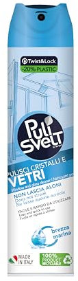 PULISVELT | Detergente Spray Pulisci Vetri e Cristalli, Zero Aloni, Fragranza Brezza Marina, 300 ml