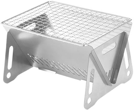 Buerfu Barbecue Holzkohlegrill, Campinggrill klappbar - Tragbarer Campinggrill aus Edelstahl mit klappbaren Beinen | Edelstahl-Grill, tragbarer Campinggrill mit Belüftung zum Kochen im Freien